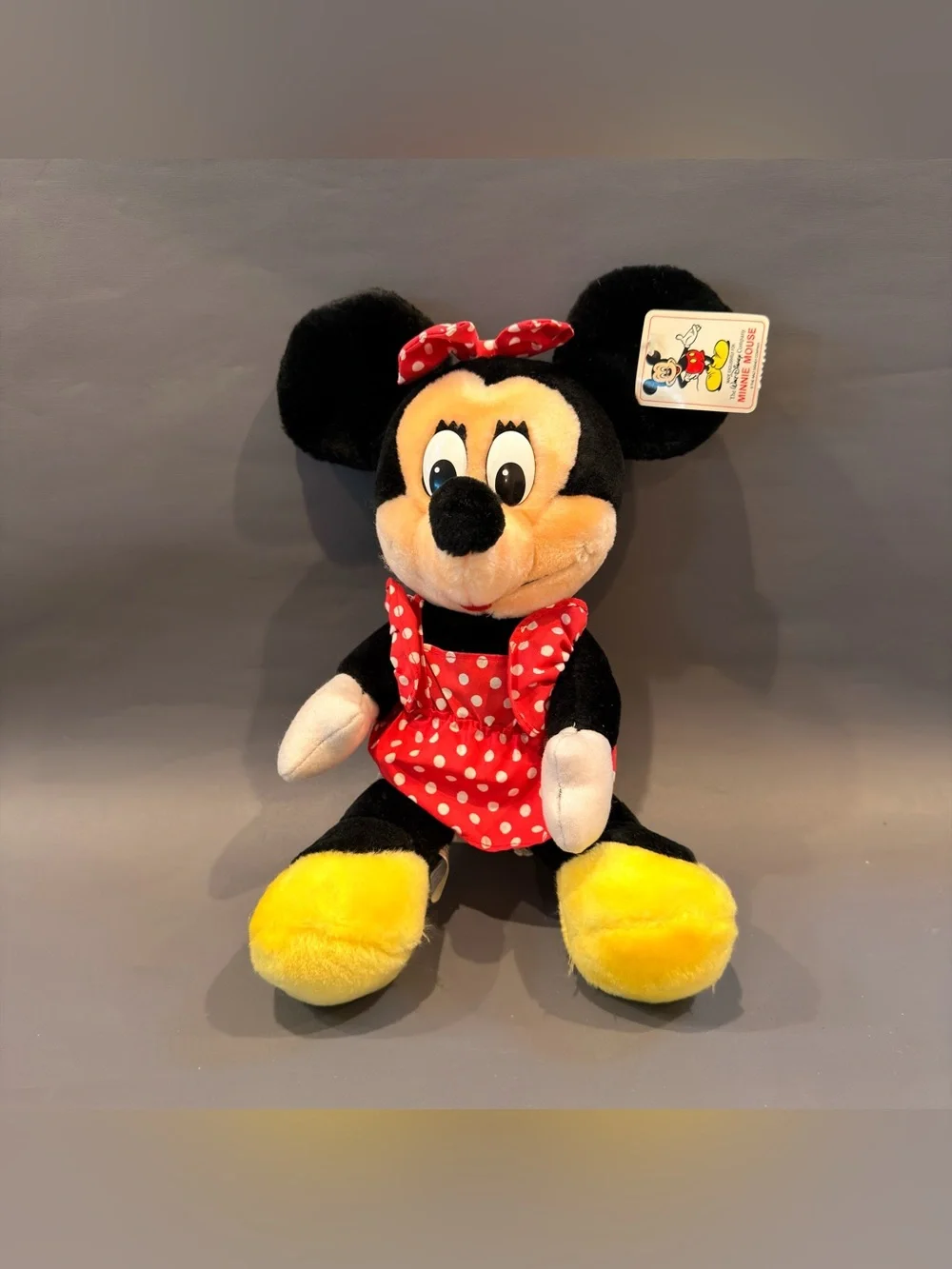 Vintage Minnie Mouse Plush Disney Parks Red Polka Dot Dress With Tag Disney